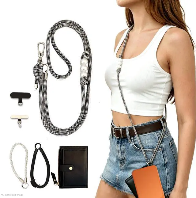 Main image of Cell Phone Lanyard, Anti Theft Adjustable Crossbody Phone Lanyard 2 Tabs