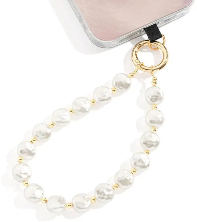 Main image of Baroque Pearl Phone Wrist Strap Beaded Phone Chain Wristlet Strap Bracelet