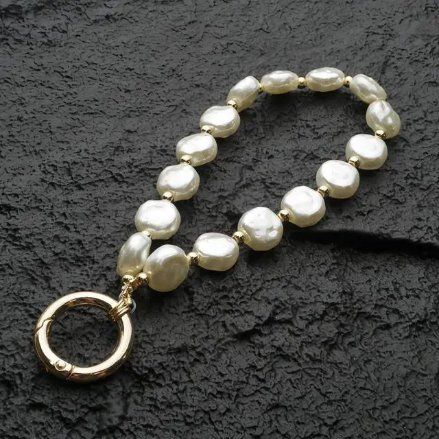 Alt view image 4 of 6 - Baroque Pearl Phone Wrist Strap Beaded Phone Chain Wristlet Strap Bracelet