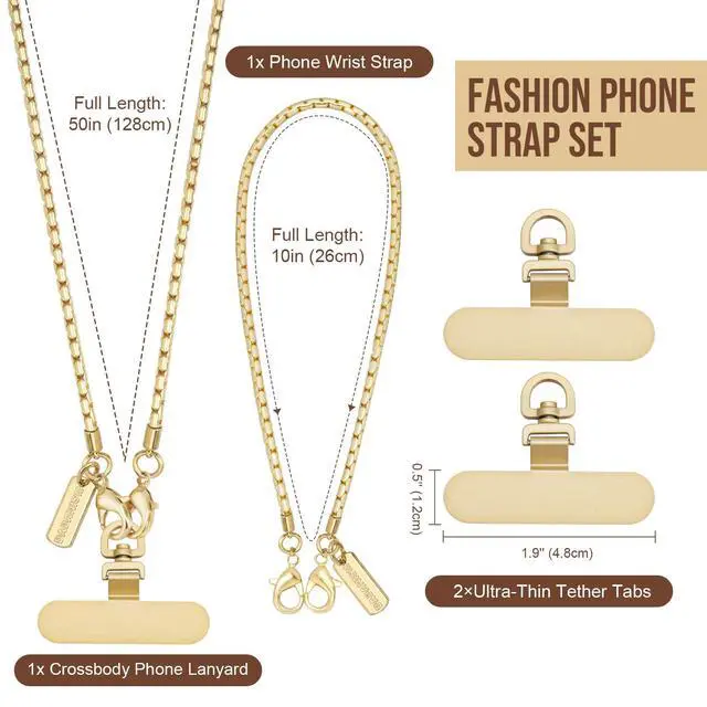 Alt view image 3 of 7 - Universal Phone Lanyard Set, Gold