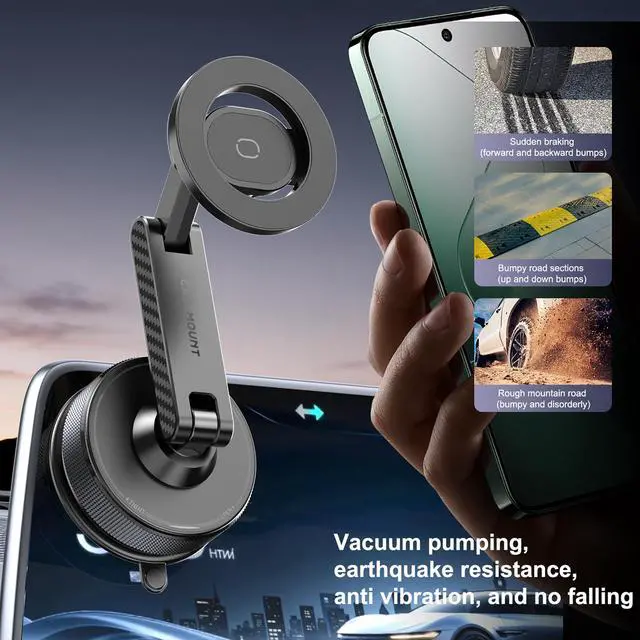 Alt view image 4 of 7 - Phone Holder for Your Car Vacuum Magnetic Car Phone Holder for Magsafe 360° Adjustable Car Phone Mount Cell Phone Holders for Your Car for iPhone 17 16 15 14 13 12 Pro Max Plus Air