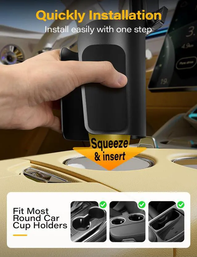 Alt view image 4 of 7 - 2-in-1 Cup Holder Cell Phone Holder for Your Car Bottle Friendly Cup Cell Phone Holder Mount for Car Height Adjustable Sturdy Fit 4.7-7 inches Phones