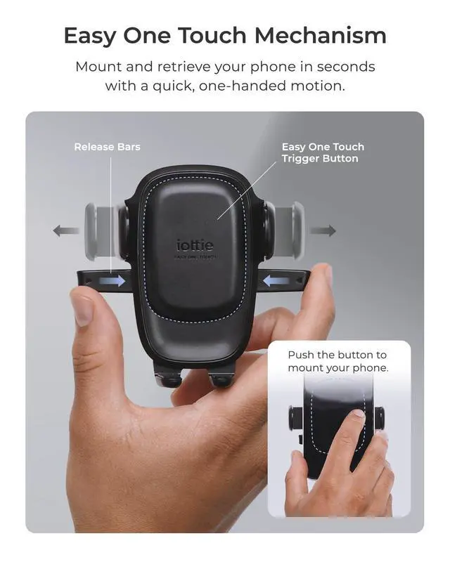 Alt view image 2 of 6 - Easy One Touch Advanced Universal Car Mount Dashboard & Windshield Suction Cup Phone Holder for iPhone, Samsung, Google, All Smartphones