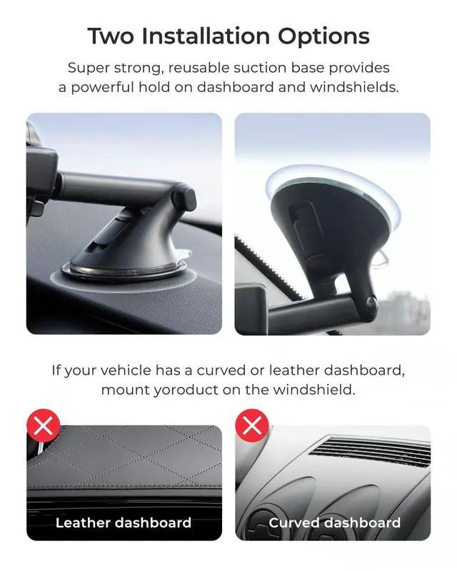 Alt view image 4 of 6 - Easy One Touch Advanced Universal Car Mount Dashboard & Windshield Suction Cup Phone Holder for iPhone, Samsung, Google, All Smartphones