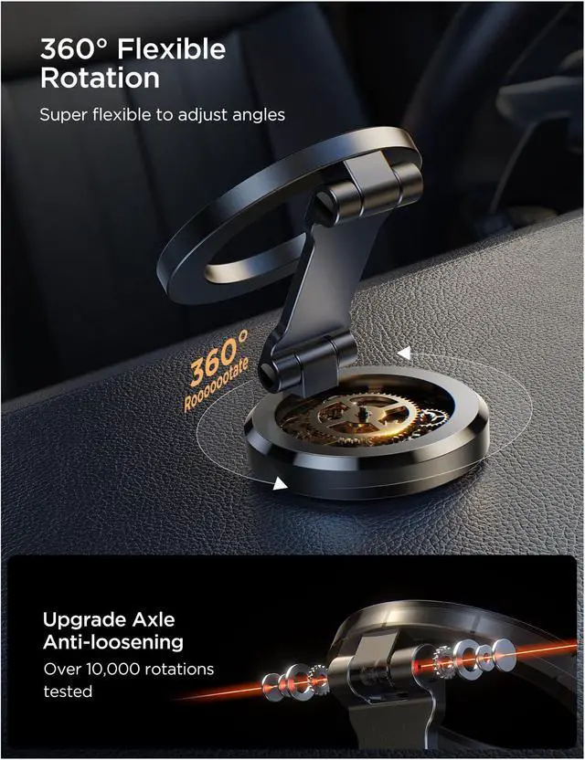 Alt view image 3 of 7 - All-Metal MagSafe Car Mount, 360° Rotation Magnetic Phone Holder