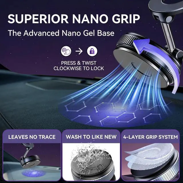 Alt view image 3 of 7 - Nano Gel Magnetic Car Phone Holder with All-Surface Grip