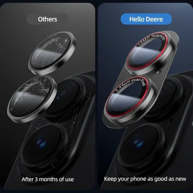 Alt view image 4 of 7 - 9H High-alumina Tempered Glass Camera Lens Protector for iPhone 17 Lens, Military-Grade Shatterproof with Strong Adsorption, Full Coverage Case-Friendly Cover (Black Titanium, iPhone17 - 2 Pack)