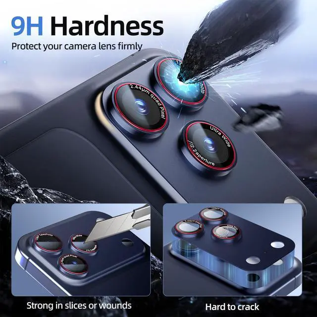 Alt view image 2 of 7 - 9H High-alumina Tempered Glass Camera Lens Protector for iPhone 17 Pro Max Lens , Military-Grade Shatterproof with Strong Adsorption, Full Coverage Case-Friendly Cover