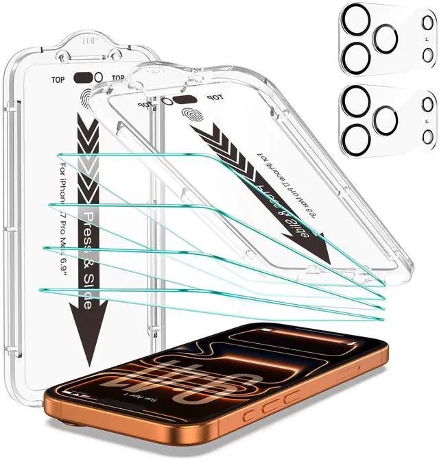 Main image of Pack Screen Protector for iPhone 17 Pro Max6.9 inch TransparetClear with Flawless Fit Kit 2-Pack Camera Lens Protector,9H Hardness, 12FT Military Grade Shatterproof, Scratch Resistant, Tempered Glass