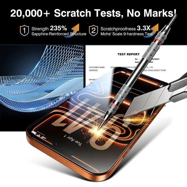 Alt view image 6 of 7 - Pack Screen Protector for iPhone 17 Pro Max6.9 inch TransparetClear with Flawless Fit Kit 2-Pack Camera Lens Protector,9H Hardness, 12FT Military Grade Shatterproof, Scratch Resistant, Tempered Glass