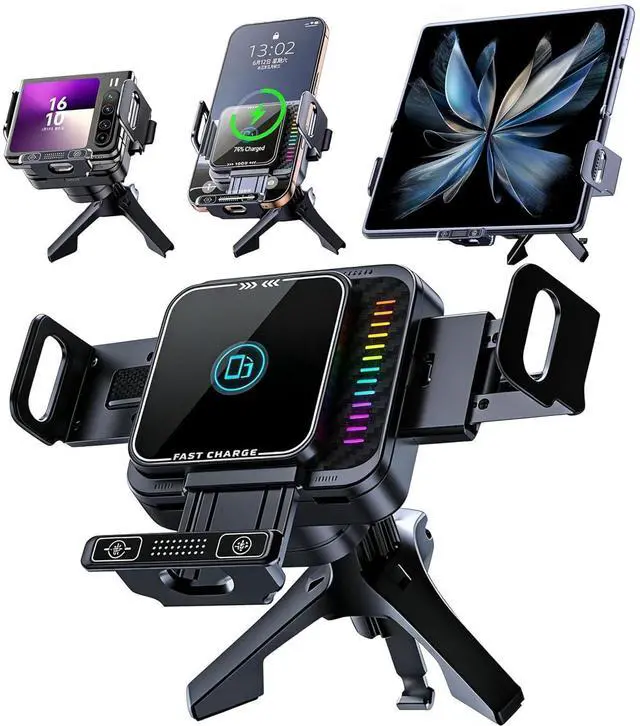 Main image of Wireless Car Charger, 15W Wireless Charging & 66W Type-C Fast Charging, Car Phone Holder Mount for iPhone 17/16/15/14/13, iPads, Samsung Galaxy Z Fold/Flip, S25/S24/S23, Google Phone