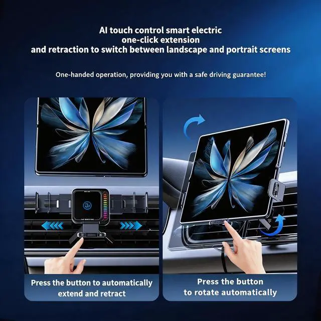 Alt view image 5 of 6 - Wireless Car Charger, 15W Wireless Charging & 66W Type-C Fast Charging, Car Phone Holder Mount for iPhone 17/16/15/14/13, iPads, Samsung Galaxy Z Fold/Flip, S25/S24/S23, Google Phone