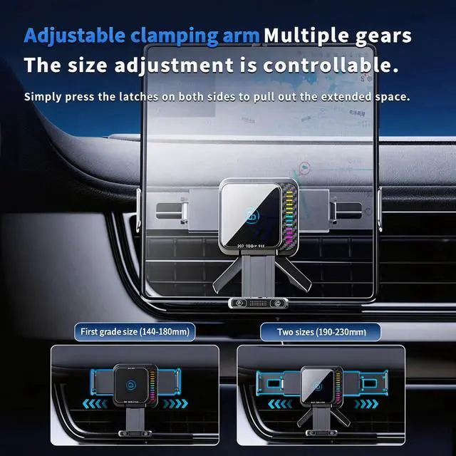 Alt view image 4 of 6 - Wireless Car Charger, 15W Wireless Charging & 66W Type-C Fast Charging, Car Phone Holder Mount for iPhone 17/16/15/14/13, iPads, Samsung Galaxy Z Fold/Flip, S25/S24/S23, Google Phone