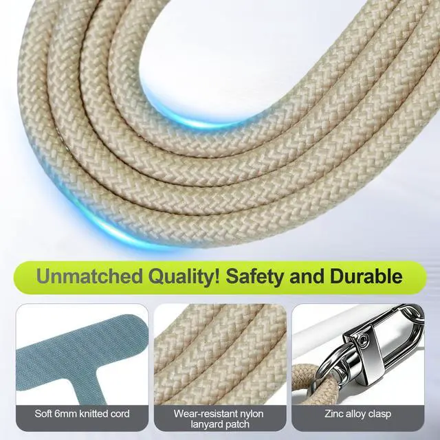 Alt view image 4 of 7 - Phone Lanyard Crossbody & Wrist Strap 3-in-1 Adjustable Khaki