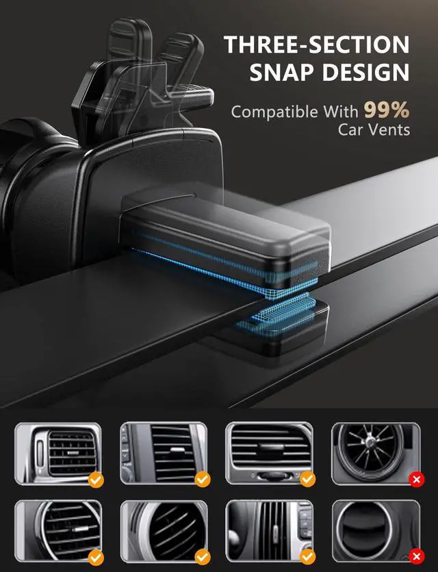 Alt view image 5 of 6 - Wireless Car Charger, 15W Fast Charging Auto Clamping Car Charger Cell Phone Holder Mount Vent for iPhone 15 14 13 12 Mini Pro Max 11 XR XS X, Samsung Galaxy S23 Ultra S22 S21+ Note 20, etc