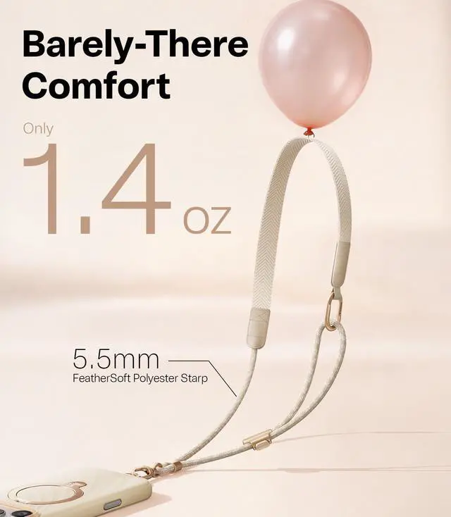 Alt view image 4 of 7 - Freedom Phone Lanyard Crossbody, Adjustable Lightweight Phone Strap with 2 Phone Tabs for iPhone 17 Pro, Ergonomic Shoulder Design Cell Phone Lanyard for All Phones, Skin-Friendly, Apricot