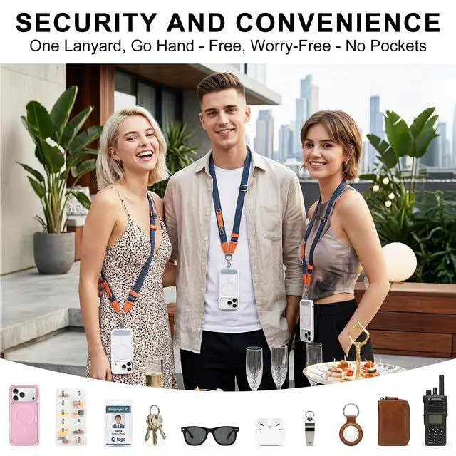 Alt view image 4 of 7 - Phone Lanyard Crossbody with 2 Phone Tabs, Adjustable Anti Theft Phone Strap for iPhone & Android, Universal Skin-Friendly Cell Phone Neck Lanyard for Travel Hiking Cycling Shopping (Blue)