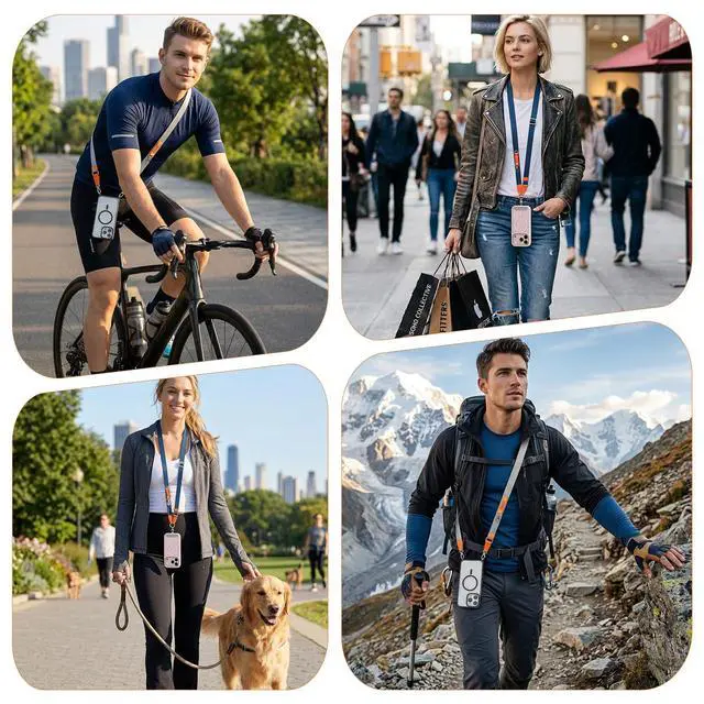 Alt view image 5 of 7 - Phone Lanyard Crossbody with 2 Phone Tabs, Adjustable Anti Theft Phone Strap for iPhone & Android, Universal Skin-Friendly Cell Phone Neck Lanyard for Travel Hiking Cycling Shopping (Blue)