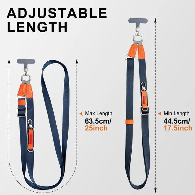 Alt view image 6 of 7 - Phone Lanyard Crossbody with 2 Phone Tabs, Adjustable Anti Theft Phone Strap for iPhone & Android, Universal Skin-Friendly Cell Phone Neck Lanyard for Travel Hiking Cycling Shopping (Blue)