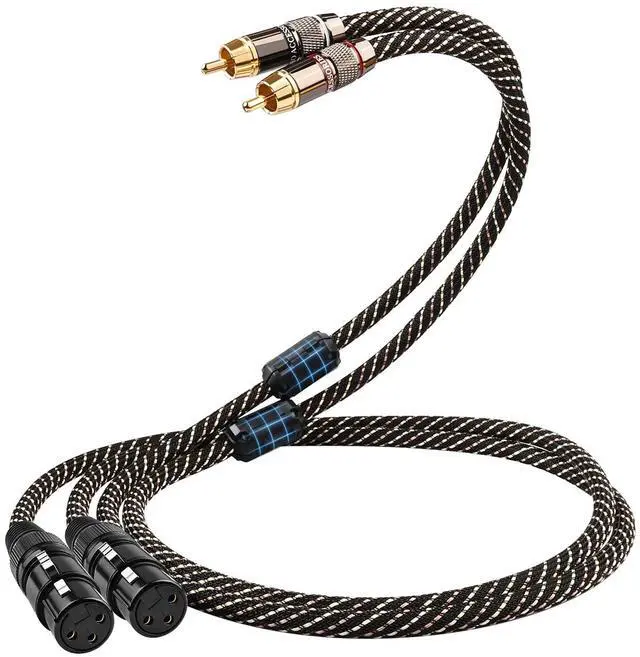 Main image of RCA to XLR Cable 1.64FT, 2-Pack Male RCA to Female XLR Adapter Cables with OFC Core, Gold-Plated Connectors, Nylon Braid, HiFi Audio Cable for Amplifiers,Mixers,Microphones(4.92ft/1.5m)