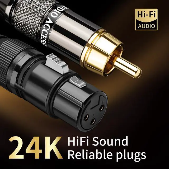 Alt view image 3 of 7 - RCA to XLR Cable 1.64FT, 2-Pack Male RCA to Female XLR Adapter Cables with OFC Core, Gold-Plated Connectors, Nylon Braid, HiFi Audio Cable for Amplifiers,Mixers,Microphones(4.92ft/1.5m)
