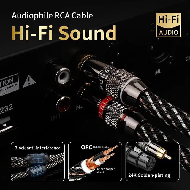 Alt view image 6 of 7 - RCA to XLR Cable 1.64FT, 2-Pack Male RCA to Female XLR Adapter Cables with OFC Core, Gold-Plated Connectors, Nylon Braid, HiFi Audio Cable for Amplifiers,Mixers,Microphones(4.92ft/1.5m)