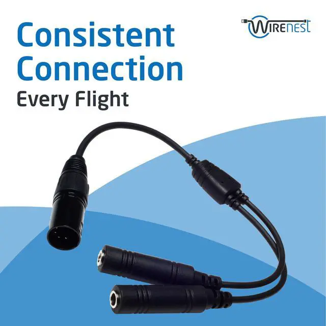 Alt view image 4 of 7 - GA Twin Plug to Airbus 5 Pin XLR Headset Adapter - Dual General Aviation PJ-055 (.206) and PJ-068 (.25) Jacks Connector - Compatible with Most Major Brand Pilot Headsets