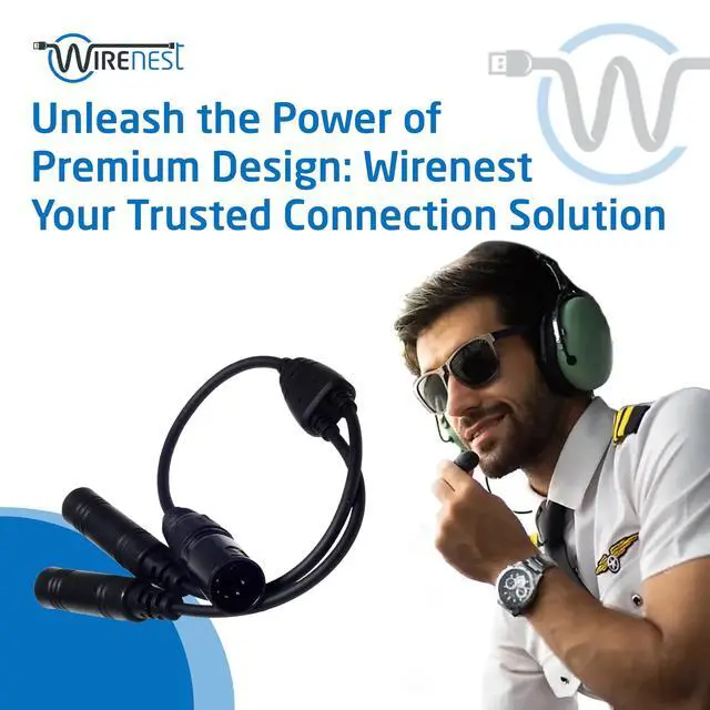 Alt view image 7 of 7 - GA Twin Plug to Airbus 5 Pin XLR Headset Adapter - Dual General Aviation PJ-055 (.206) and PJ-068 (.25) Jacks Connector - Compatible with Most Major Brand Pilot Headsets