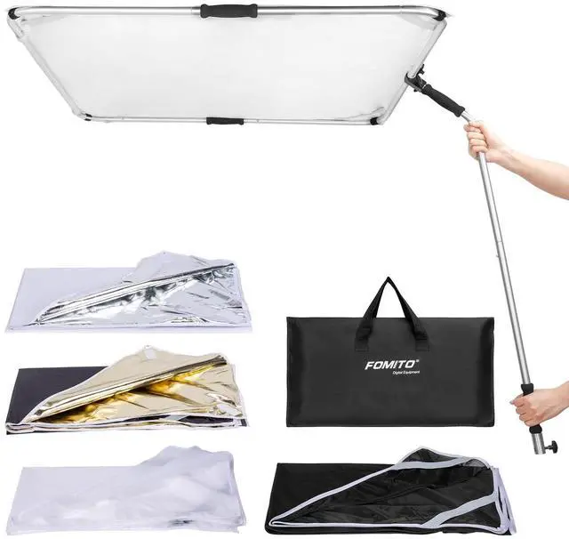 Main image of 5 in 1 Square Metal Flag Panel Reflector Set with Boom Arm 39x39 inch / 100x100cm - Portable Hand-held Light Reflector Flag Reflector Panel Scrim Photography