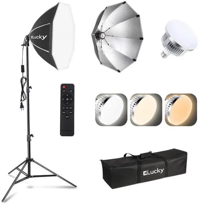 Main image of 20" Octagonal Softbox Lighting Kit with 85W Dimmable LED Bulb