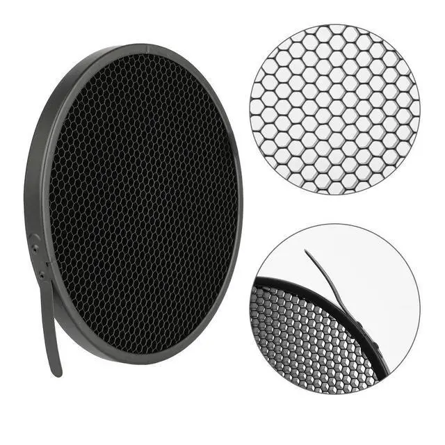 Alt view image 5 of 7 - 7" Standard Reflector Lamp Shade Dish Diffuser with 20° /40°/ 60° Honeycomb Grid White Soft Cloth for Bowens Mount Studio Strobe Flash Light Speedlite