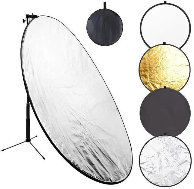 Main image of 43 Inch/110 Centimeter Light Reflector 5-in-1 Collapsible Photography Reflectors kit with Metal Clamp and Light Stand for Studio Lighting Outdoor Shooting (Silver/Gold/White/Black/Translucent)
