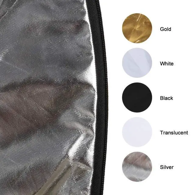 Alt view image 3 of 6 - 43 Inch/110 Centimeter Light Reflector 5-in-1 Collapsible Photography Reflectors kit with Metal Clamp and Light Stand for Studio Lighting Outdoor Shooting (Silver/Gold/White/Black/Translucent)