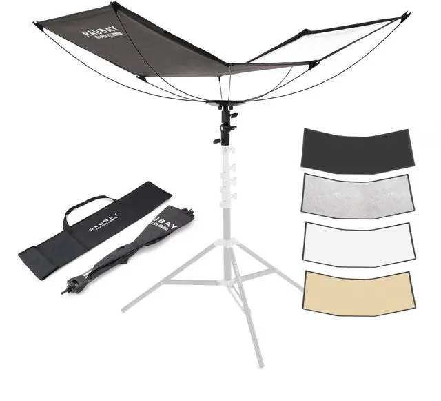 Main image of Quick-Open Curved Reflector, U-Shape Clamshell Light Reflector with 48in x 26in Photography Diffuser for Studio Portrait&Video Shooting, 4-in-1 Black/White/Silver/Gold, RAPIDLITE, CR-120