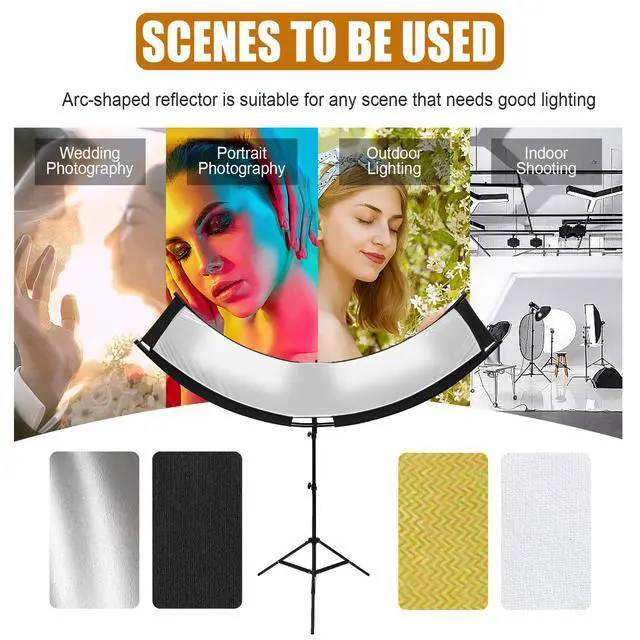 Alt view image 7 of 7 - Clamshell Light Reflector Diffuser 70"x24"/180x60cm with Stand