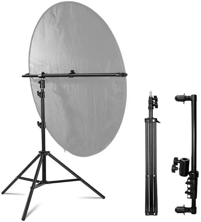 Main image of Extendable Reflector Holder Arm with 78.7"/2m Tripod Light Stand, Photo Telescopic 25.5" to 47.2" Boom Arm 360° Swivel Reflector Bracket for Product Portrait Studio Outdoor Photography