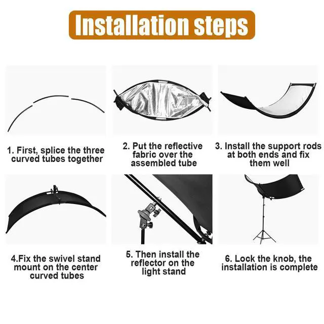 Alt view image 6 of 7 - Clamshell Light Reflector Diffuser 70"x24"/180x60cm with Stand