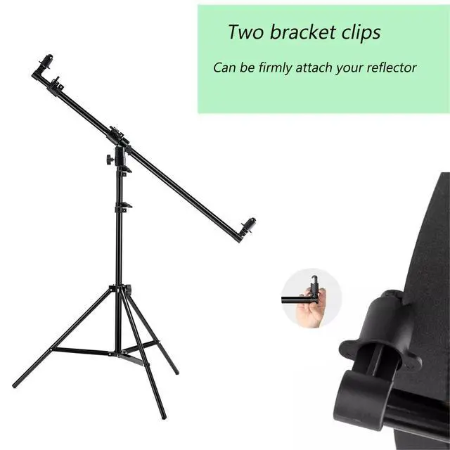Alt view image 5 of 7 - Extendable Reflector Holder Arm with 78.7"/2m Tripod Light Stand, Photo Telescopic 25.5" to 47.2" Boom Arm 360° Swivel Reflector Bracket for Product Portrait Studio Outdoor Photography