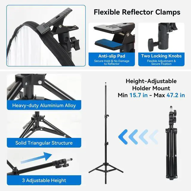 Alt view image 5 of 7 - 43"/110cm Photography Reflector with Stand & Clamp