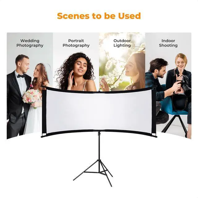 Alt view image 7 of 7 - U-Shape Reflector Curved Reflector 180x60cm with 4-in-1 Reflective Fabric, Black/Gold/White/Silver, with 1.9m Stand, with Storage Bag, for Photography Studios