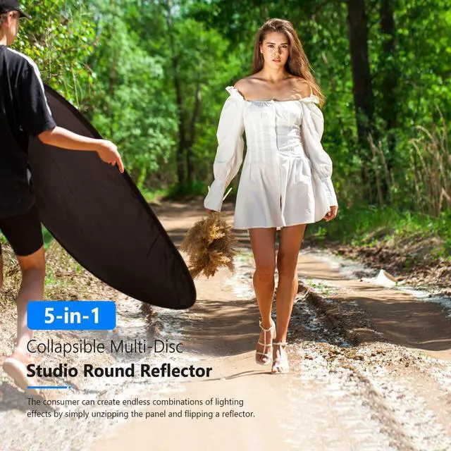 Alt view image 6 of 7 - 40"x60"/100x150cm Light Reflectors for Photography, Portable 5 in 1 Collapsible Multi Disc with Bag - Translucent, Silver, Gold, Black, White Diffuser for Studio and Outdoor Lighting