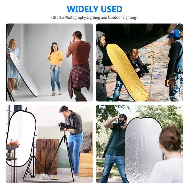 Alt view image 5 of 7 - 40"x60"/100x150cm Light Reflectors for Photography, Portable 5 in 1 Collapsible Multi Disc with Bag - Translucent, Silver, Gold, Black, White Diffuser for Studio and Outdoor Lighting