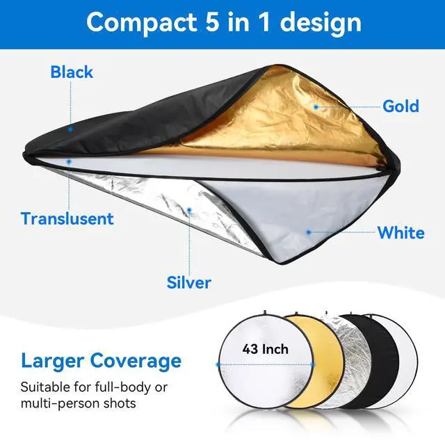Alt view image 4 of 7 - 43"/110cm Photography Reflector with Stand & Clamp