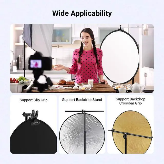 Alt view image 4 of 7 - 43 Inch/110 Centimeter Light Reflector Diffuser 5 in 1 Collapsible Multi Disc with Bag - Translucent, Silver, Gold, White, and Black for Studio Photography Lighting Outdoor