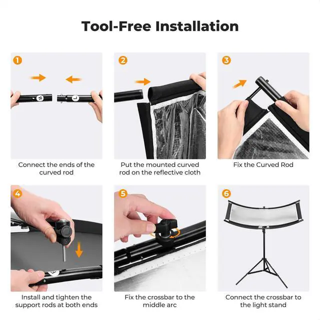 Alt view image 6 of 7 - U-Shape Reflector, 100x45cm, with 1.5m Stand, 4-in-1 Reflector