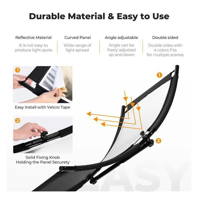 Alt view image 5 of 7 - U-Shape Reflector, 100x45cm, with 1.5m Stand, 4-in-1 Reflector