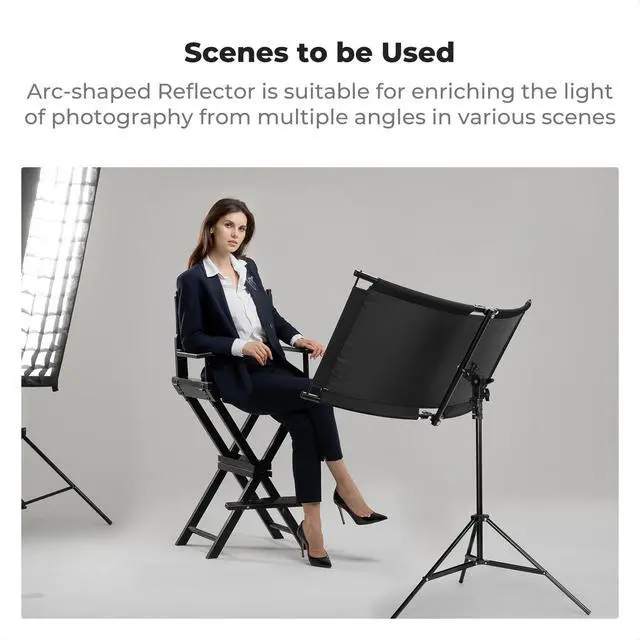 Alt view image 7 of 7 - U-Shape Reflector, 100x45cm, with 1.5m Stand, 4-in-1 Reflector