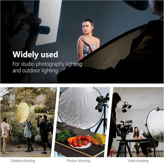 Alt view image 7 of 7 - 43 Inch/110 Centimeter Light Reflector Diffuser 5 in 1 Collapsible Multi Disc with Bag - Translucent, Silver, Gold, White, and Black for Studio Photography Lighting Outdoor