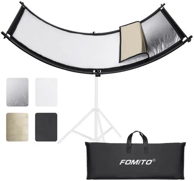 Main image of Light Reflector 70"x25.6"/178x65cm Arclight Curved Eyelighter Lighting Diffuser for Photography Stuido Filming Shooting, Black/White/Gold/Silver