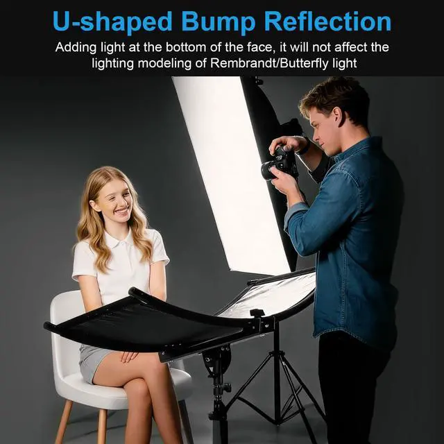 Alt view image 2 of 7 - Light Reflector 70"x25.6"/178x65cm Arclight Curved Eyelighter Lighting Diffuser for Photography Stuido Filming Shooting, Black/White/Gold/Silver